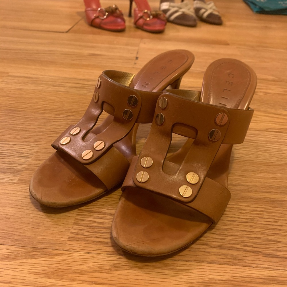 SOLD: Celine sandals in Cognac brown 7